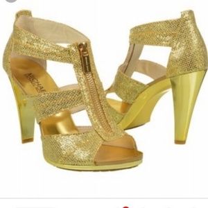 Michael Kors Berkeley T Strap Gold Heels
